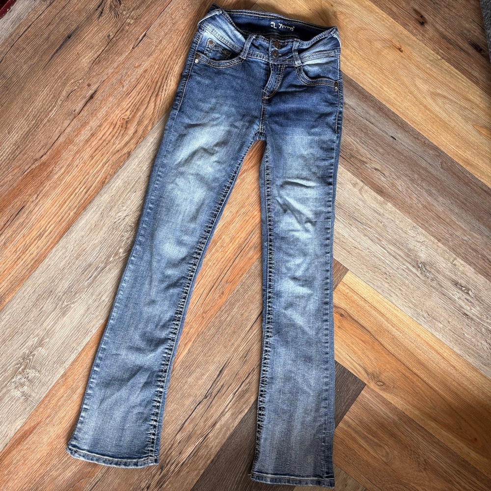 Wallflower Women Jeans Blue Medium Wash Double Button Size 0